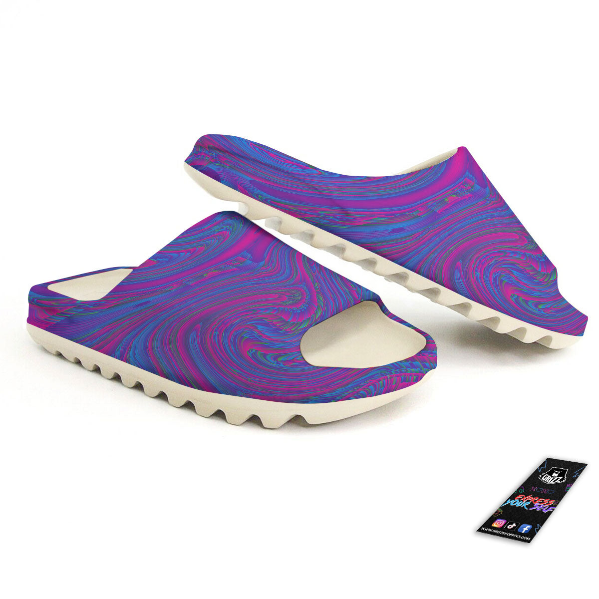 Trippy Psychedelic Purple Print Sandals-grizzshop