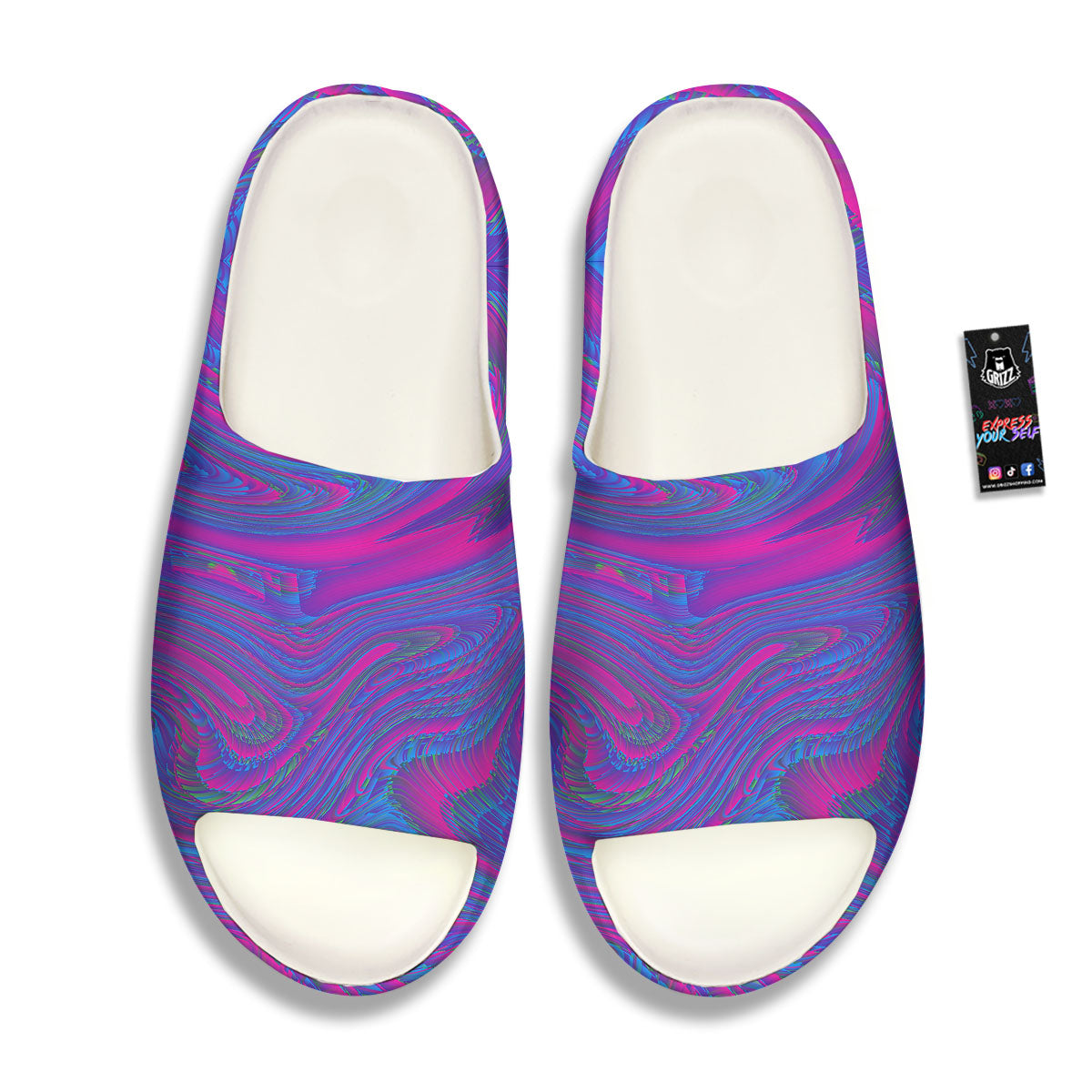 Trippy Psychedelic Purple Print Sandals-grizzshop