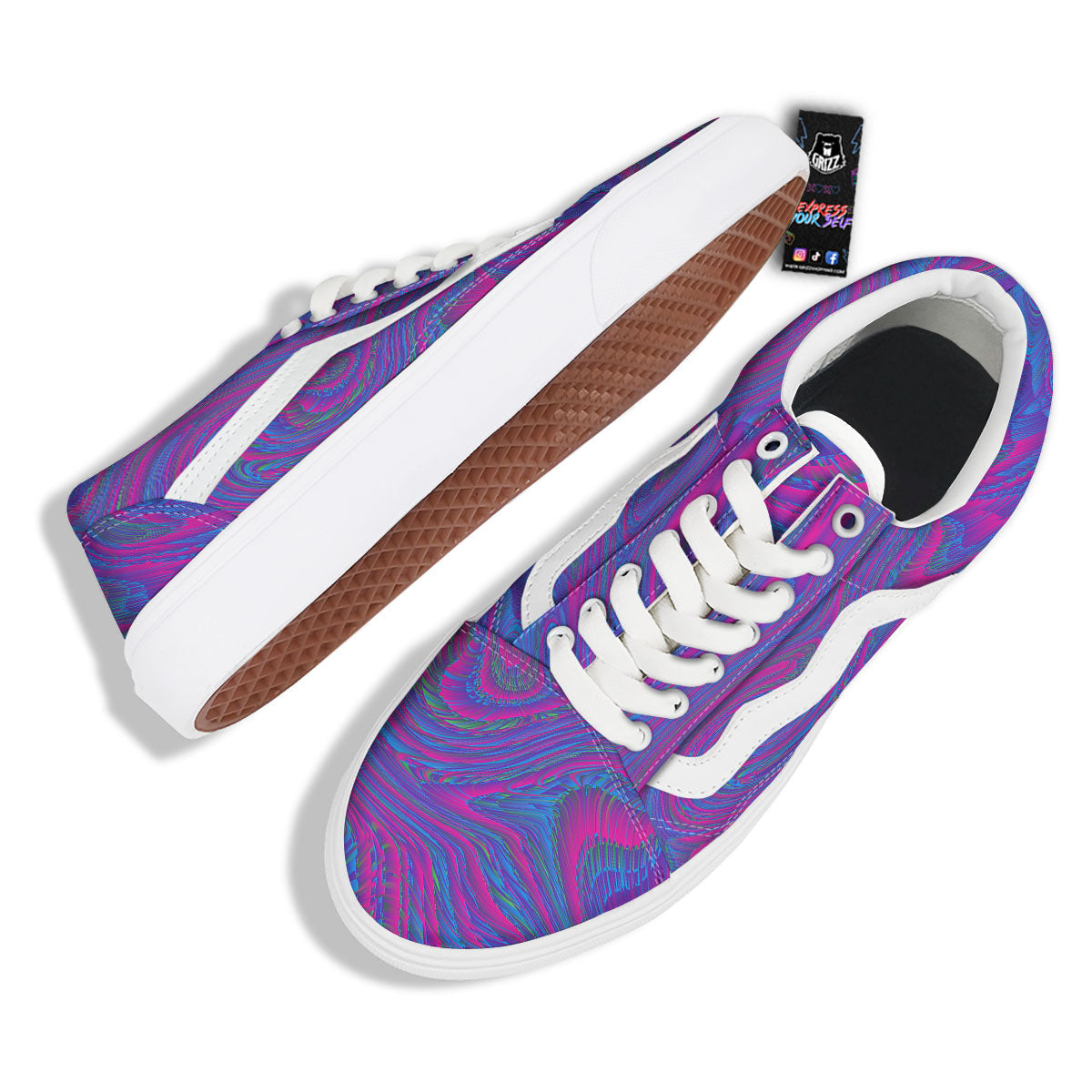 Trippy Psychedelic Purple Print Skate Shoes-grizzshop