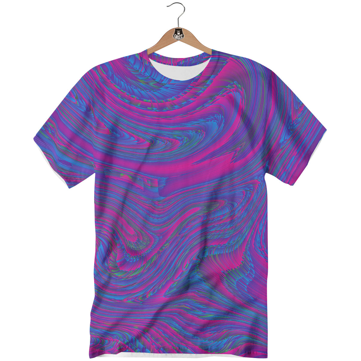 Trippy Psychedelic Purple Print T-Shirt-grizzshop