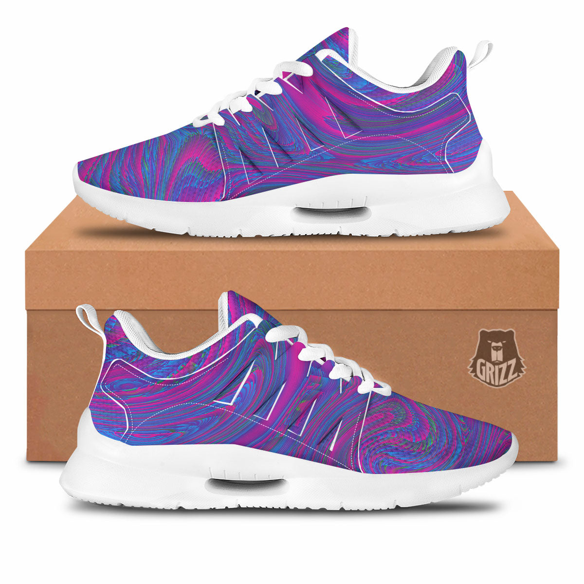 Trippy Psychedelic Purple Print Tennis Shoes-grizzshop