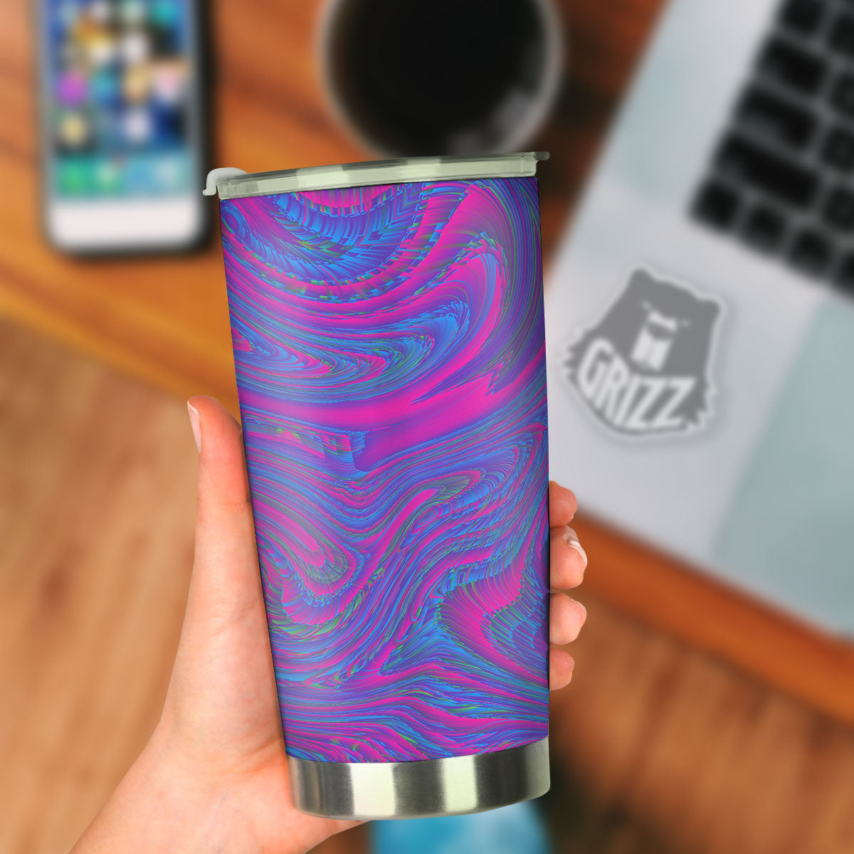 Trippy Psychedelic Purple Print Tumbler-grizzshop