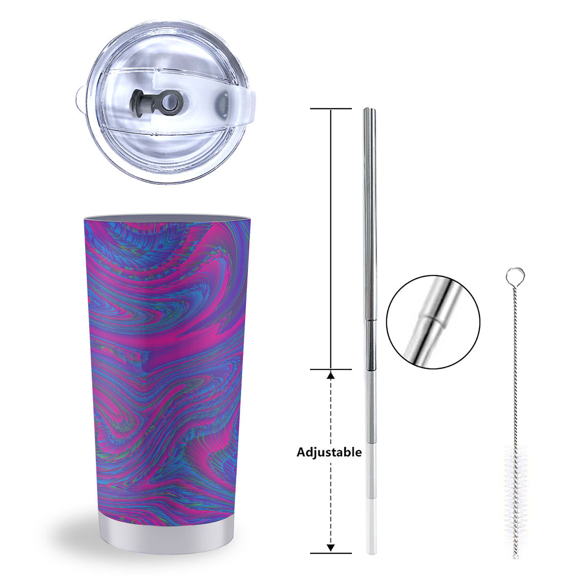 Trippy Psychedelic Purple Print Tumbler-grizzshop