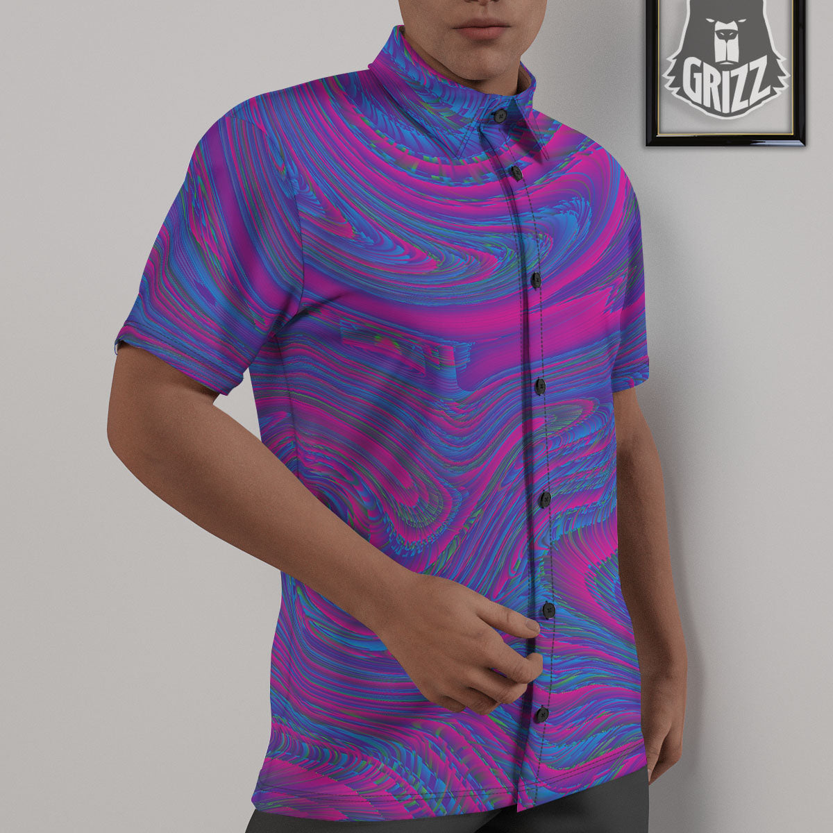 Trippy Psychedelic Purple Print Untucked Shirts-grizzshop