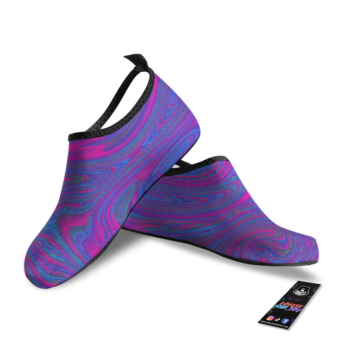 Trippy Psychedelic Purple Print Water Shoes-grizzshop