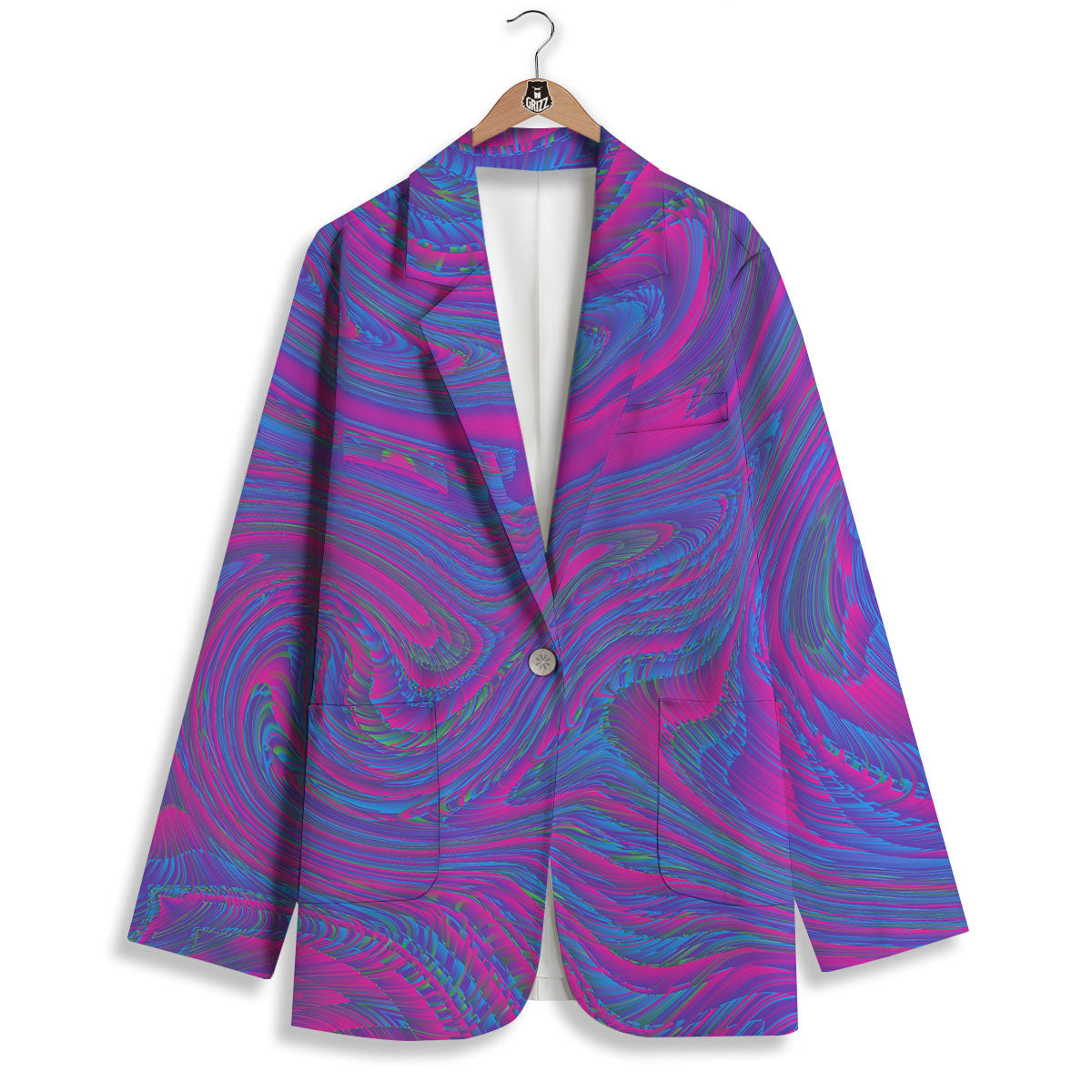 Trippy Psychedelic Purple Print Women's Blazer-grizzshop