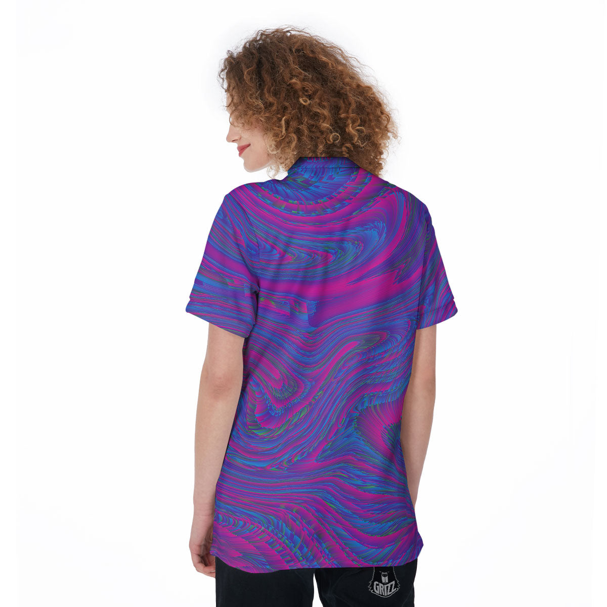Trippy Psychedelic Purple Print Women's Golf Shirts-grizzshop