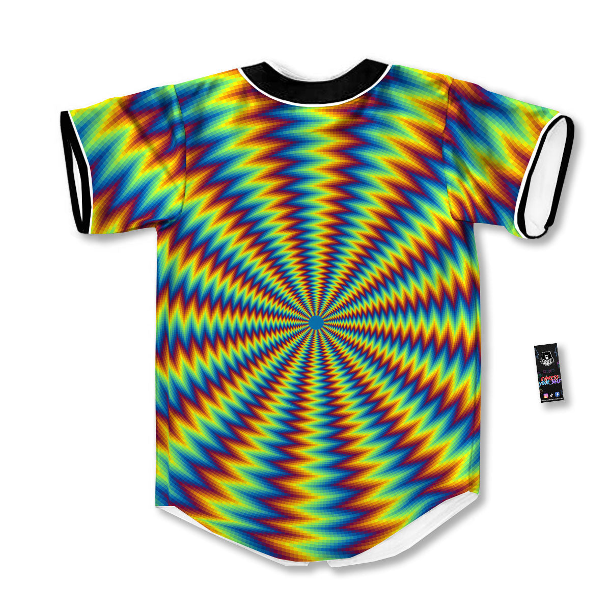 Trippy Psychedelic Rainbow Print Baseball Jersey-grizzshop