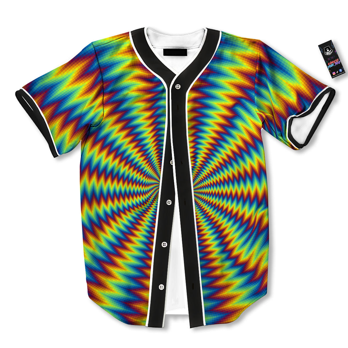 Trippy Psychedelic Rainbow Print Baseball Jersey-grizzshop