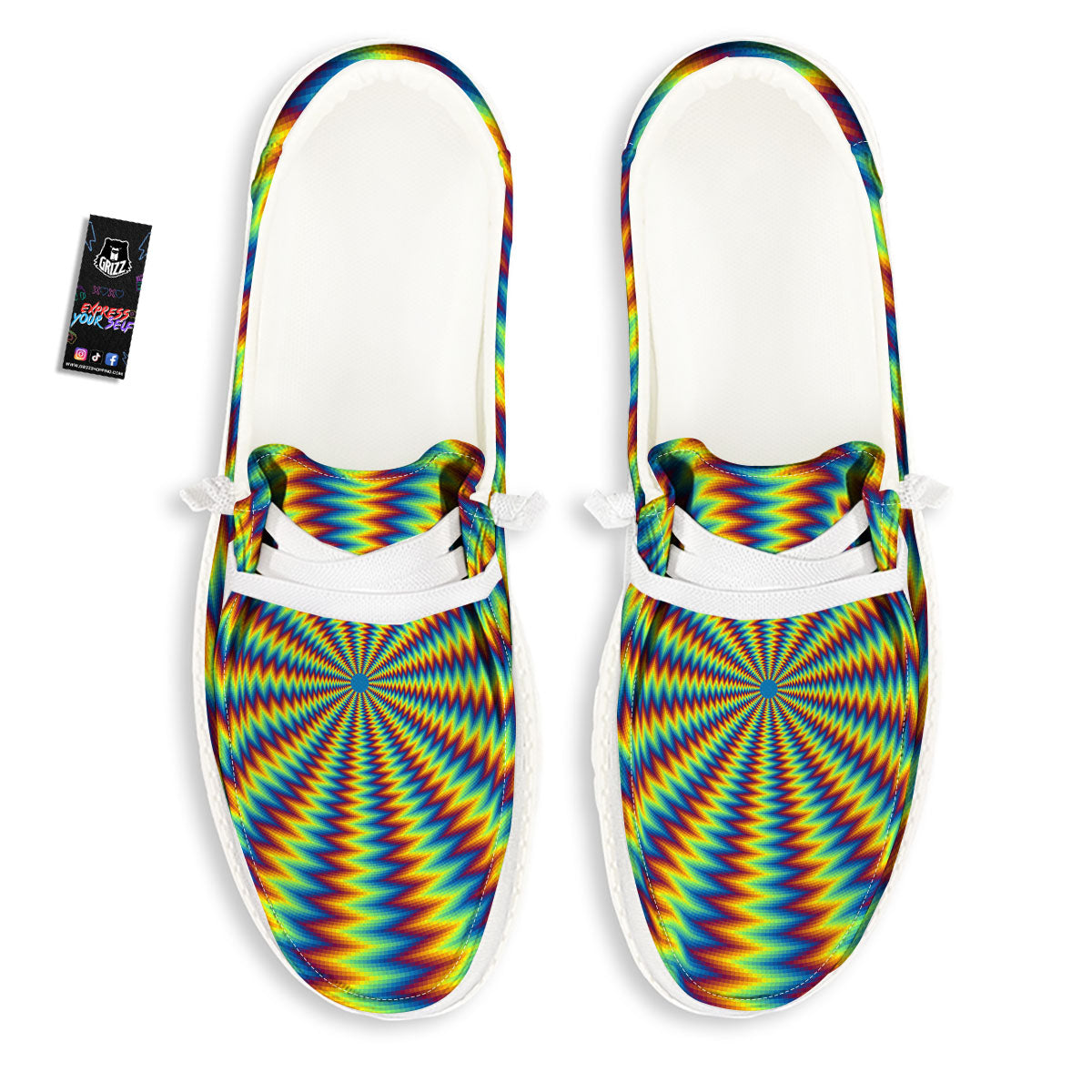 Trippy Psychedelic Rainbow Print Black Loafers-grizzshop
