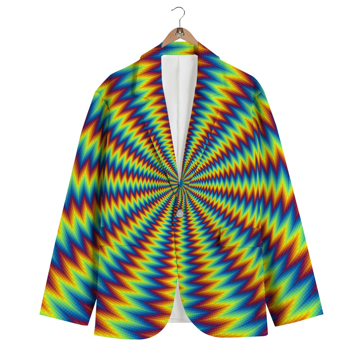 Trippy Psychedelic Rainbow Print Men's Blazer-grizzshop