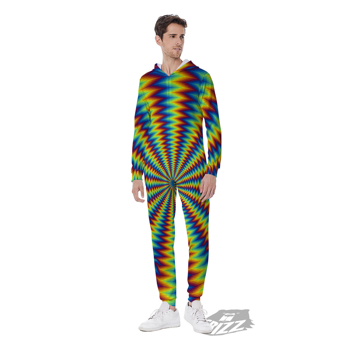 Trippy Psychedelic Rainbow Print Men's Jumpsuit-grizzshop