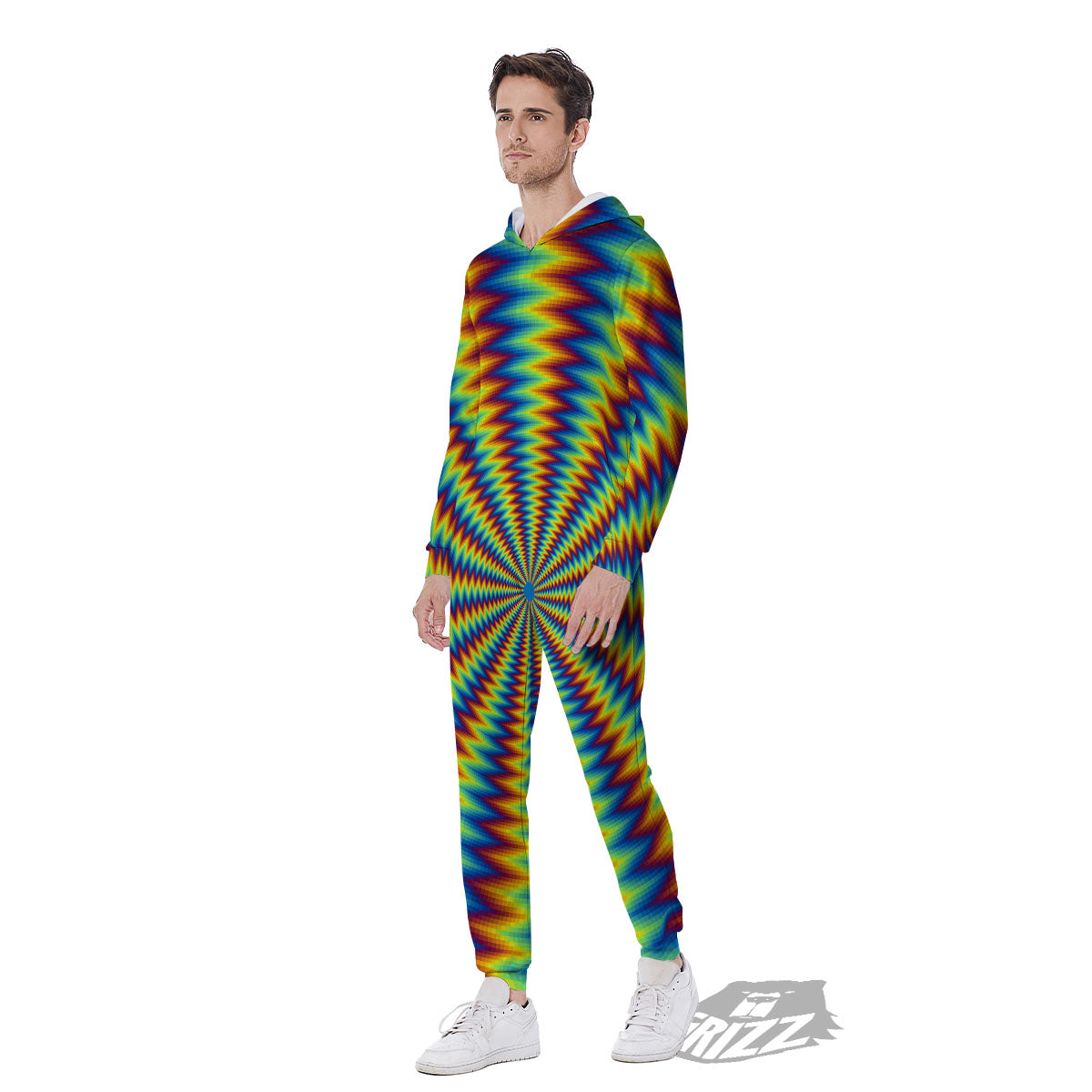 Trippy Psychedelic Rainbow Print Men's Jumpsuit-grizzshop