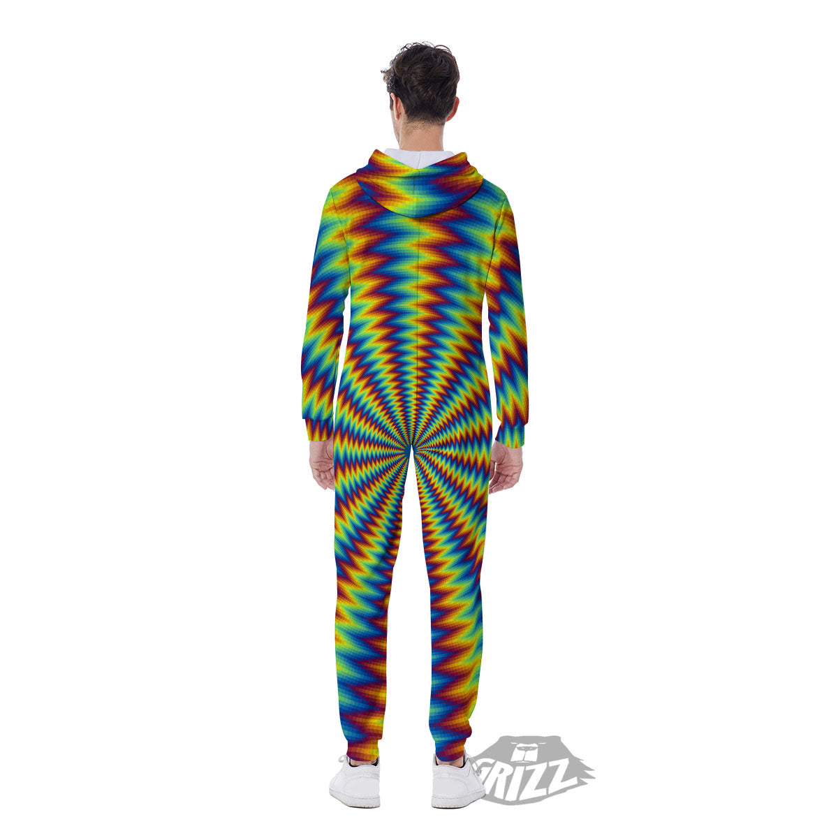 Trippy Psychedelic Rainbow Print Men's Jumpsuit-grizzshop