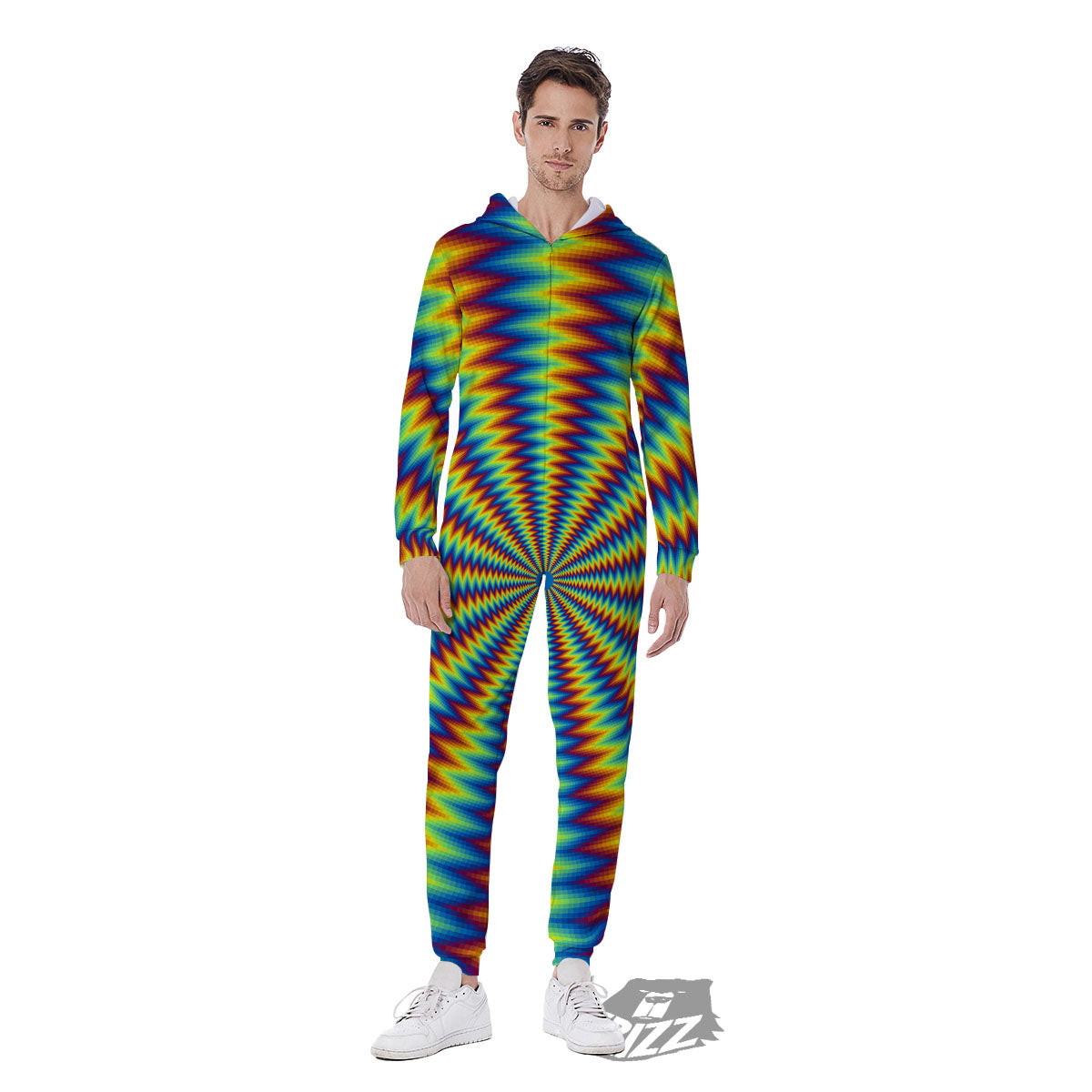Trippy Psychedelic Rainbow Print Men's Jumpsuit-grizzshop
