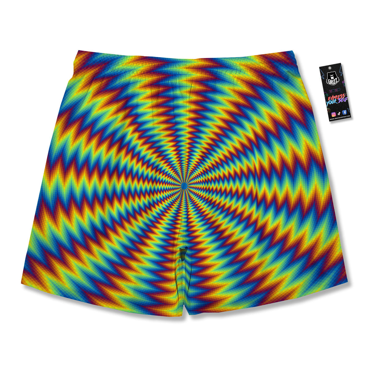 Trippy Psychedelic Rainbow Print Men's Running Shorts-grizzshop
