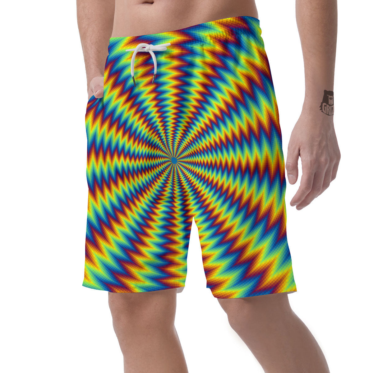 Trippy Psychedelic Rainbow Print Men's Shorts-grizzshop