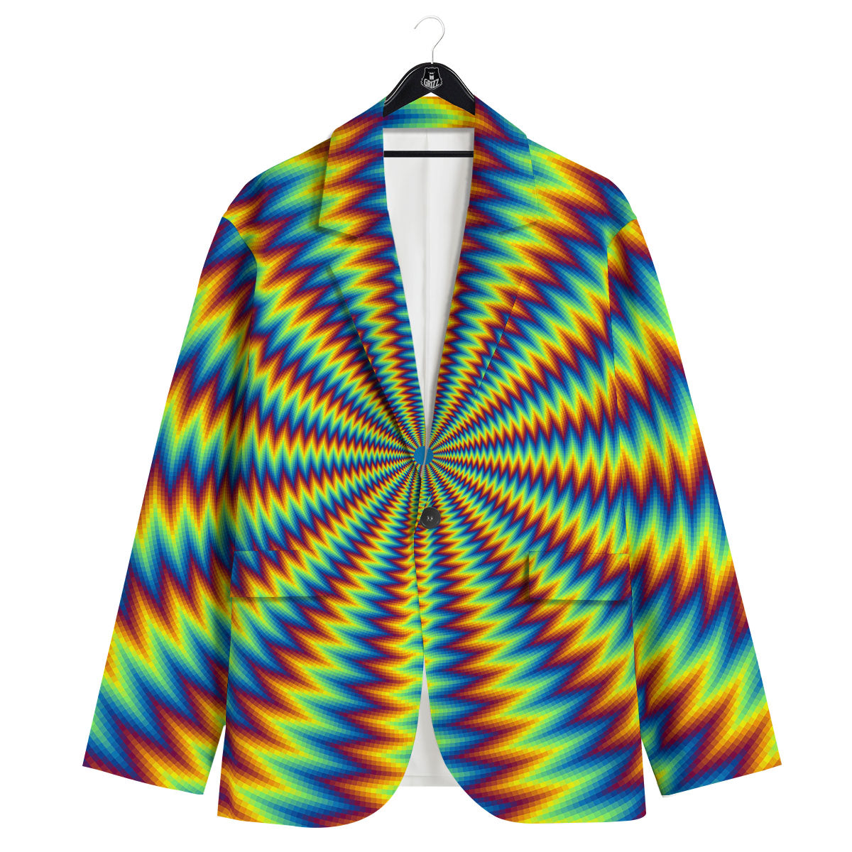 Trippy Psychedelic Rainbow Print Men's Sport Coat-grizzshop