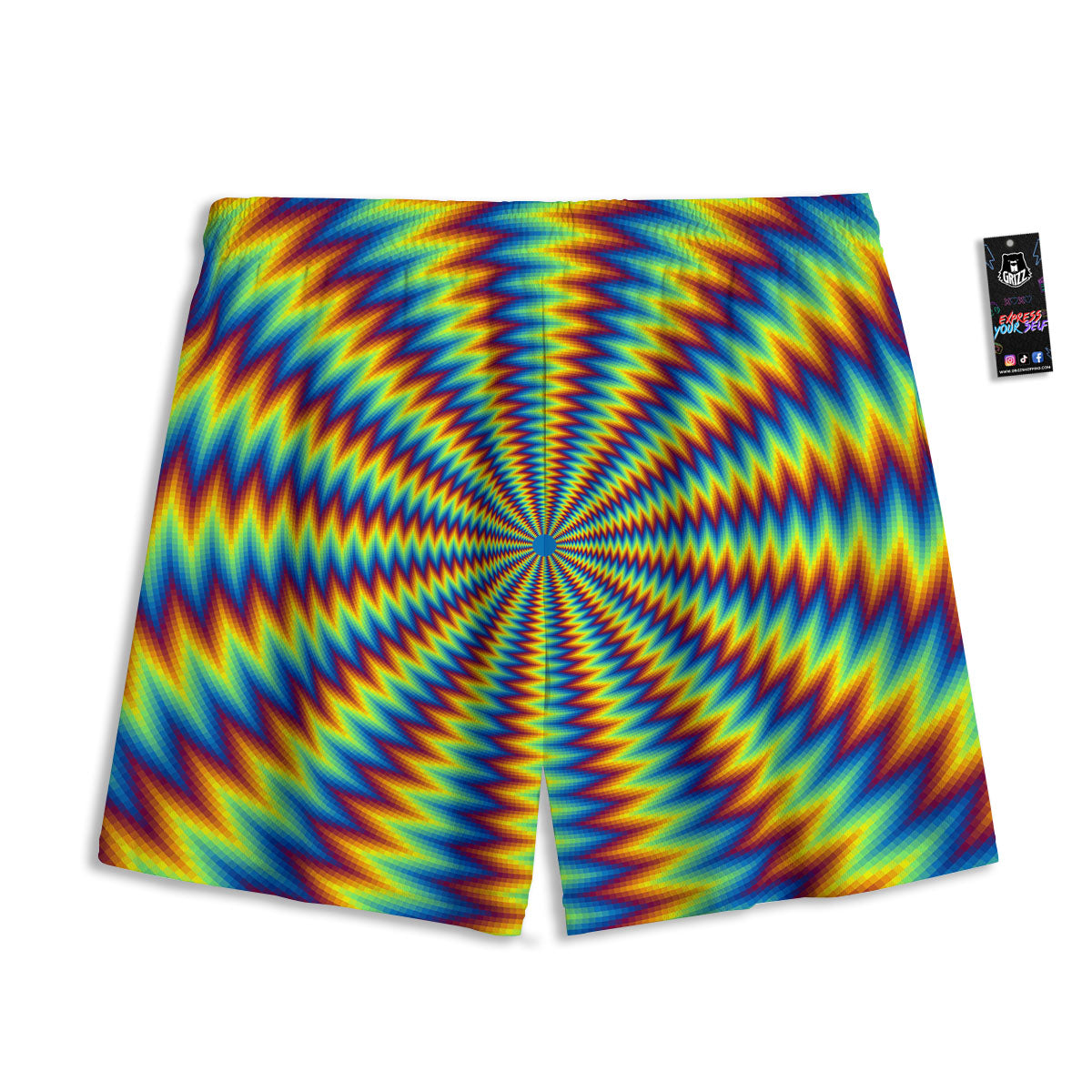 Trippy Psychedelic Rainbow Print Mesh Shorts