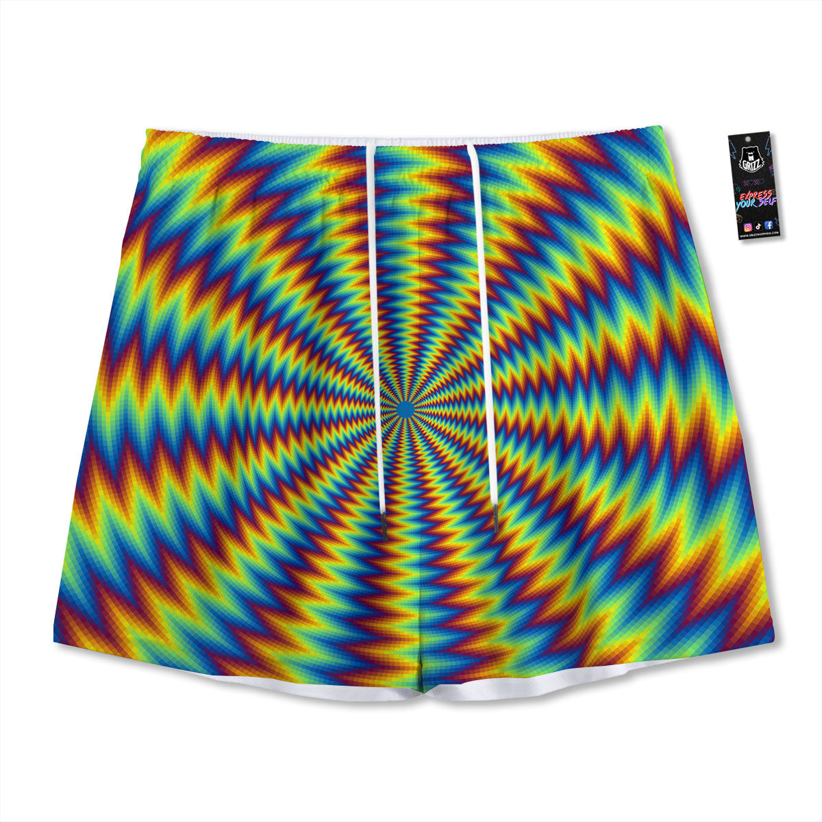Trippy Psychedelic Rainbow Print Mesh Shorts