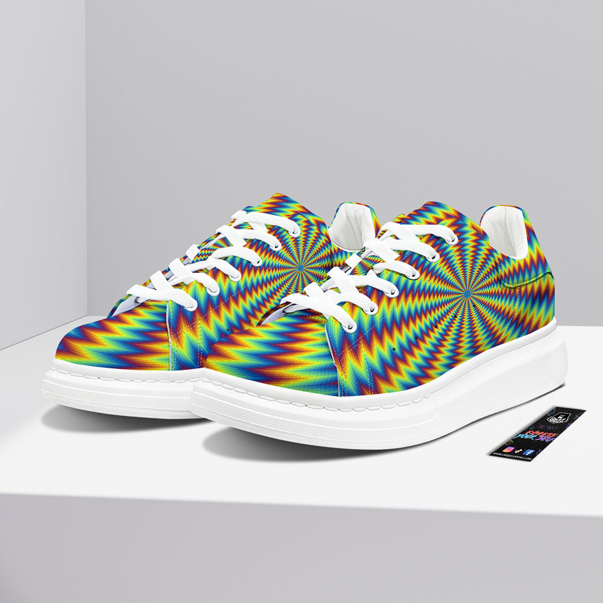 Trippy Psychedelic Rainbow Print Platform Shoes-grizzshop