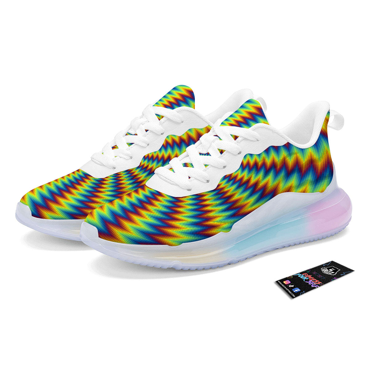 Trippy Psychedelic Rainbow Print Running Sneakers-grizzshop