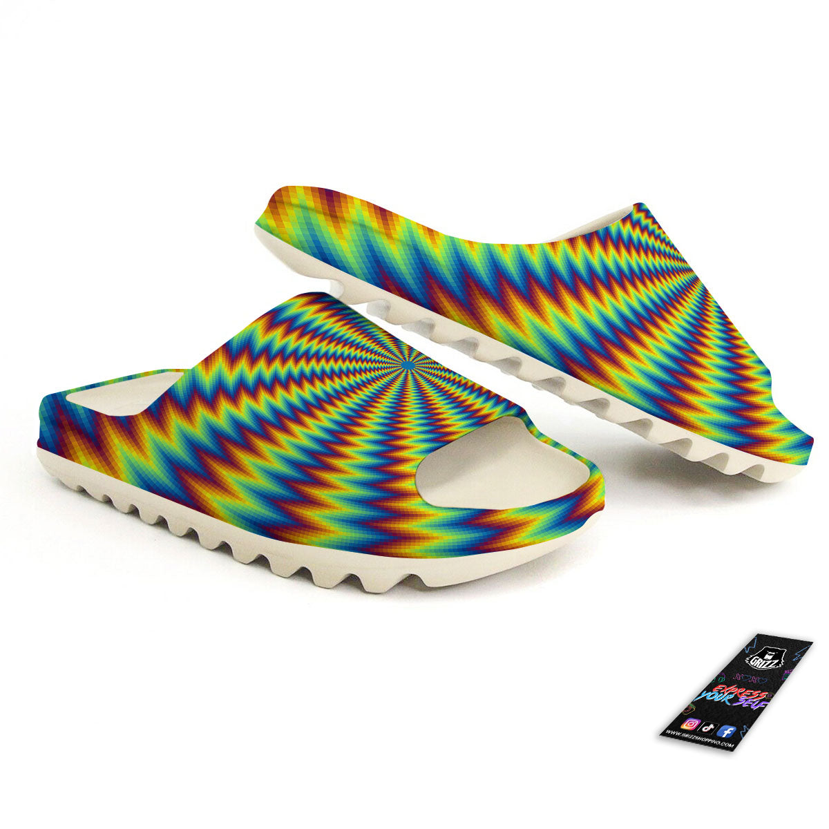 Trippy Psychedelic Rainbow Print Sandals-grizzshop