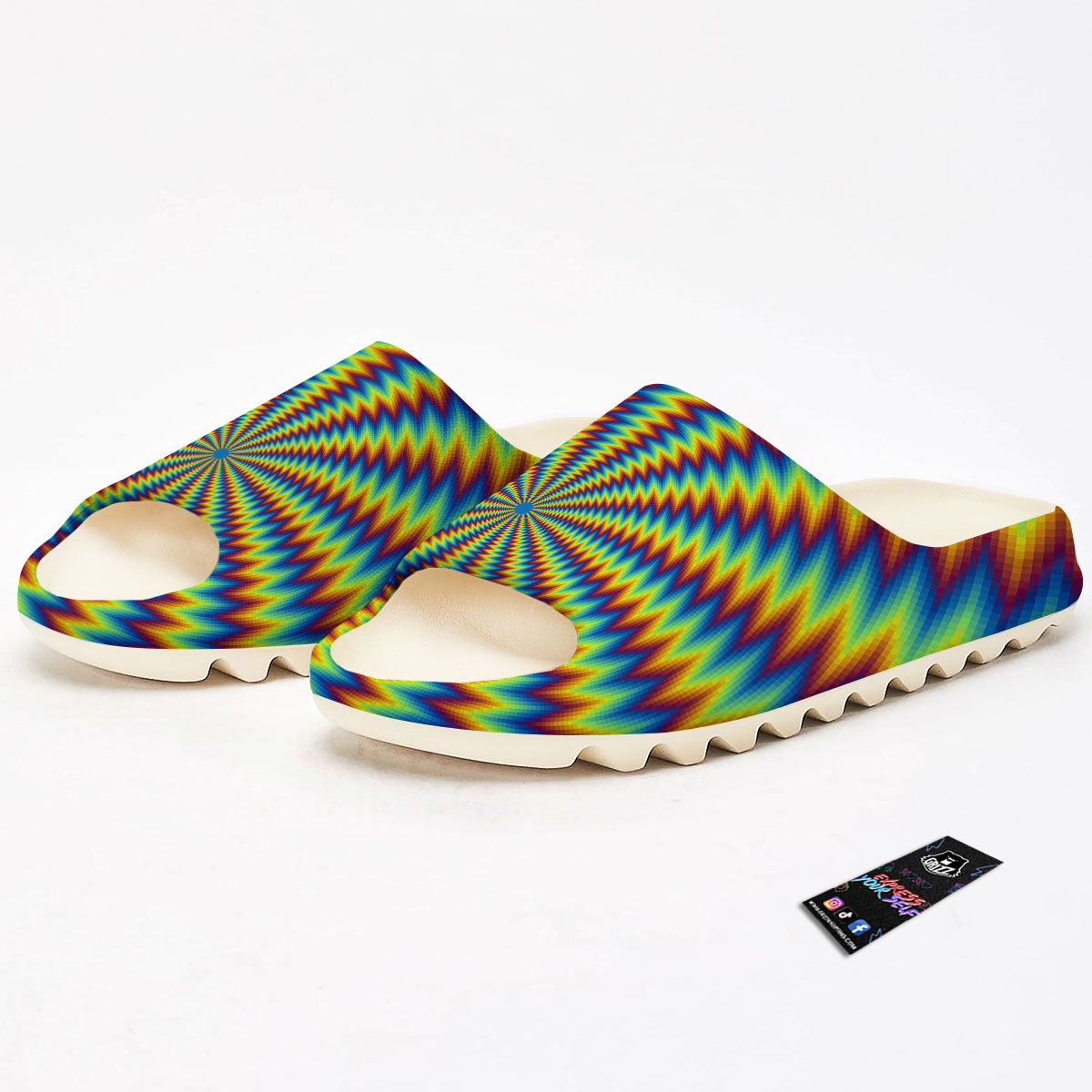 Trippy Psychedelic Rainbow Print Sandals-grizzshop