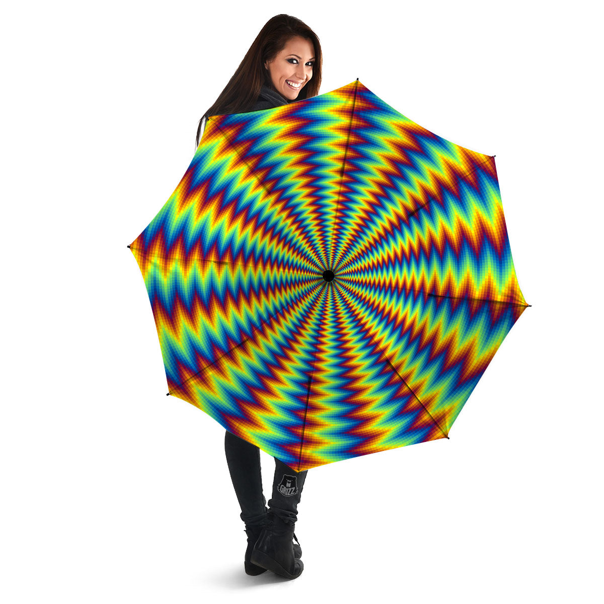 Trippy Psychedelic Rainbow Print Umbrella-grizzshop