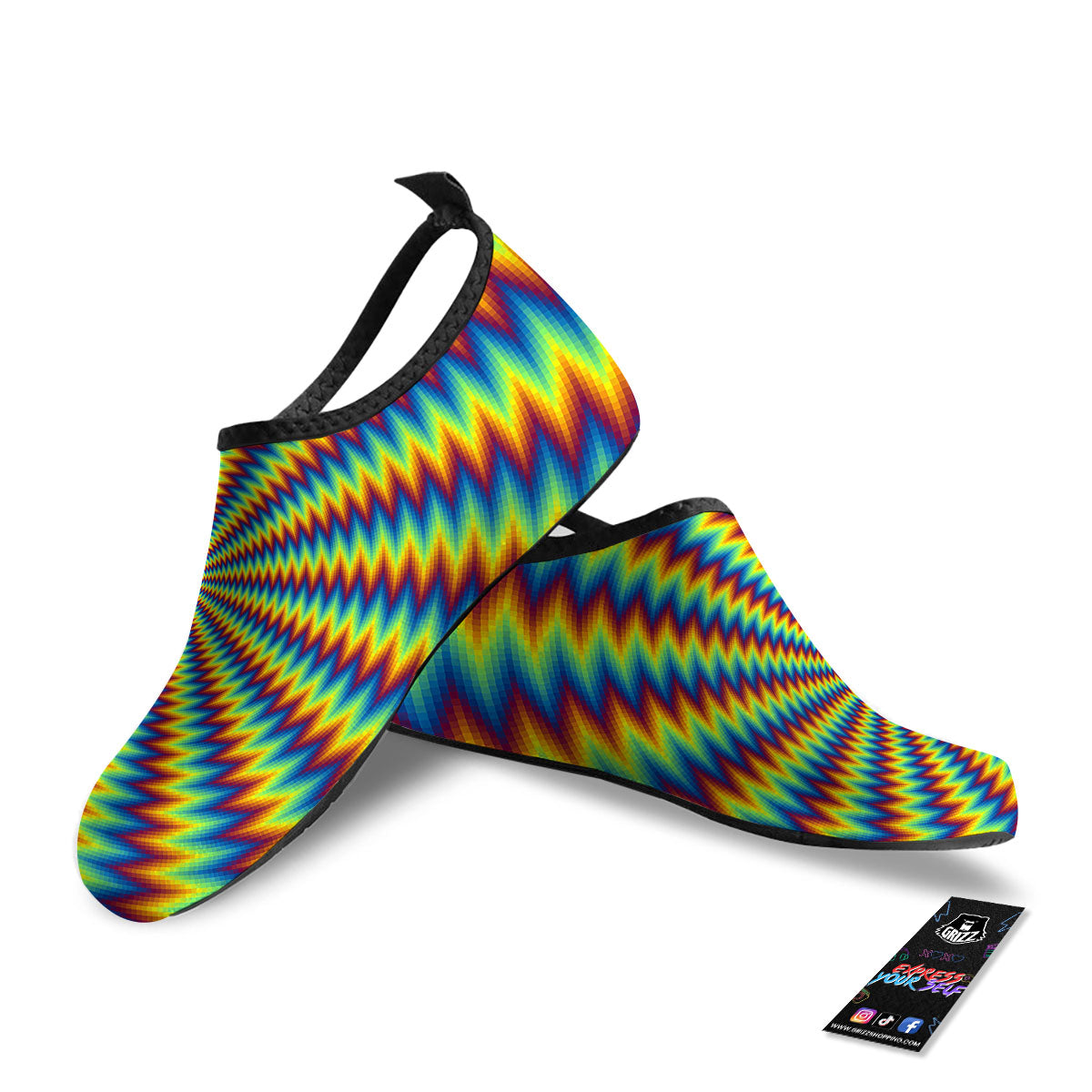 Trippy Psychedelic Rainbow Print Water Shoes-grizzshop