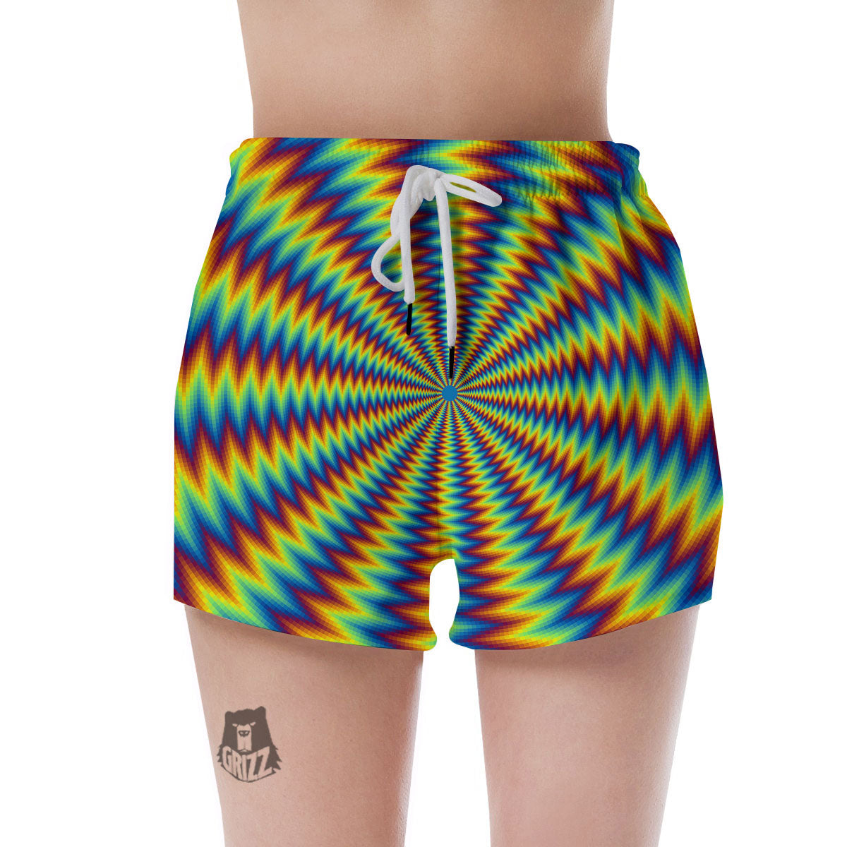 Trippy Psychedelic Rainbow Print Women's Shorts-grizzshop