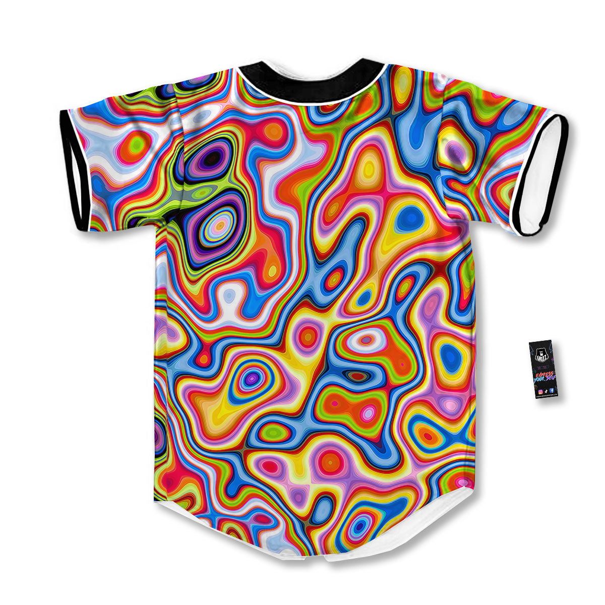 Trippy Rainbow Psychedelic Print Baseball Jersey-grizzshop