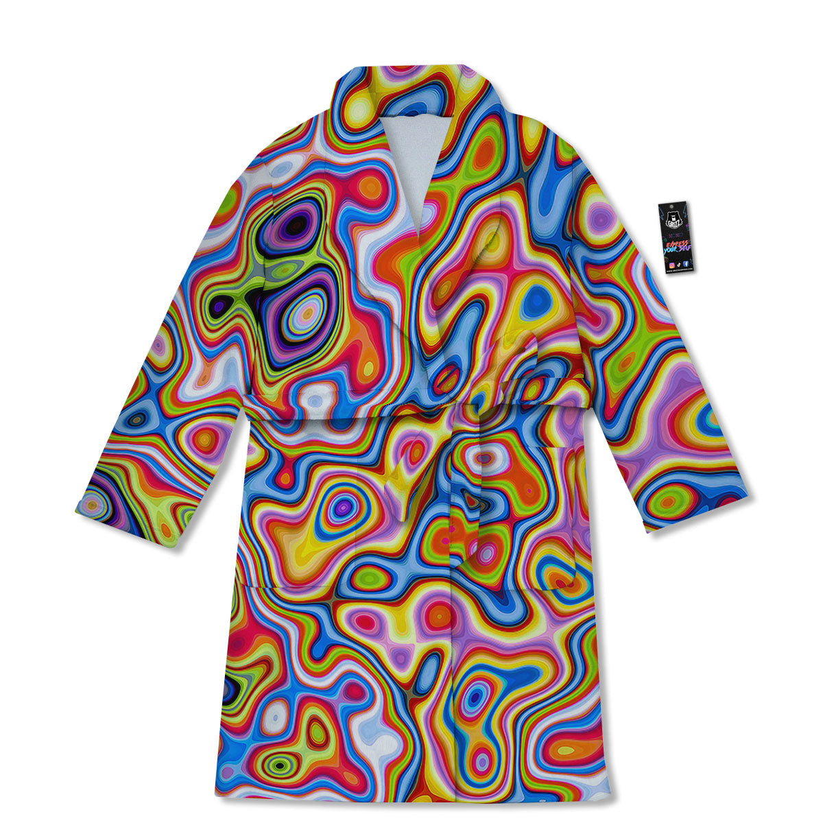 Trippy Rainbow Psychedelic Print Bathrobe-grizzshop