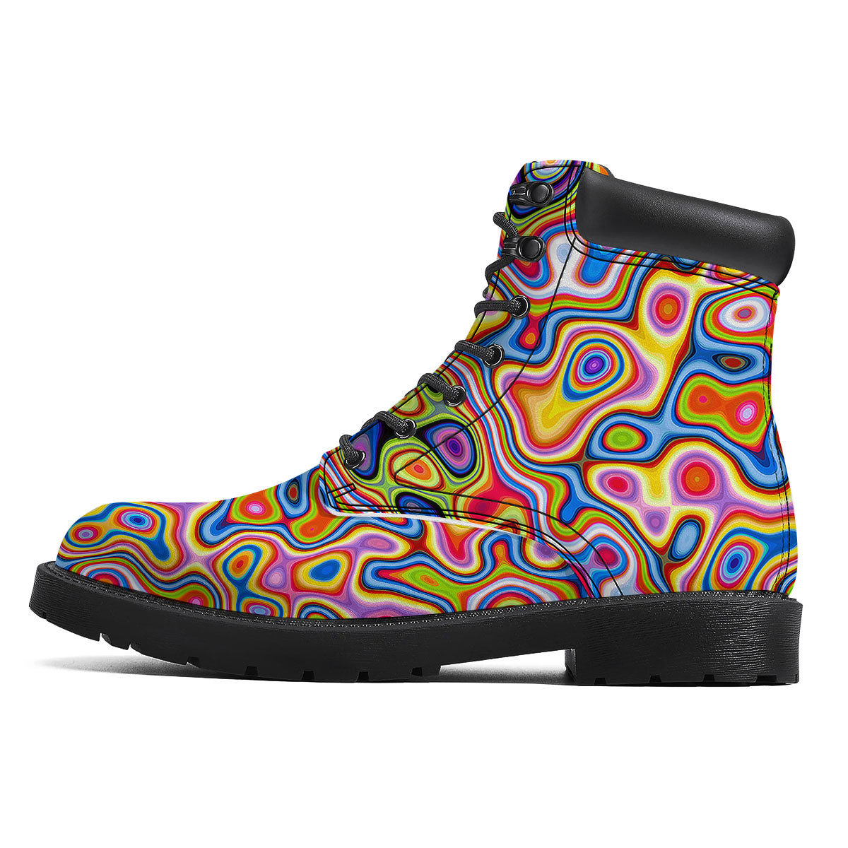 Trippy Rainbow Psychedelic Print Boots-grizzshop