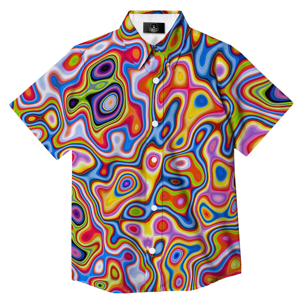 Trippy Rainbow Psychedelic Print Button Up Shirt-grizzshop