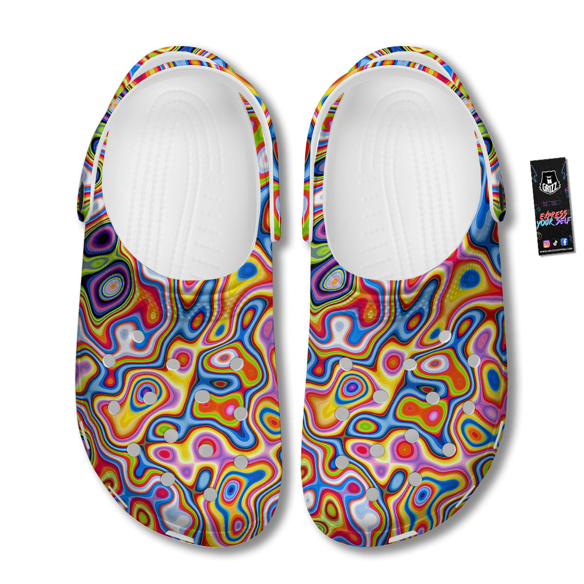 Trippy Rainbow Psychedelic Print Clog-grizzshop