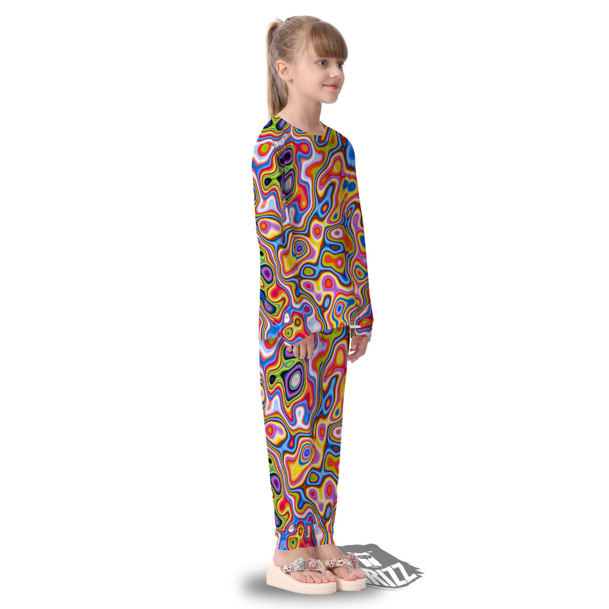 Trippy Rainbow Psychedelic Print Kid's Pajamas-grizzshop