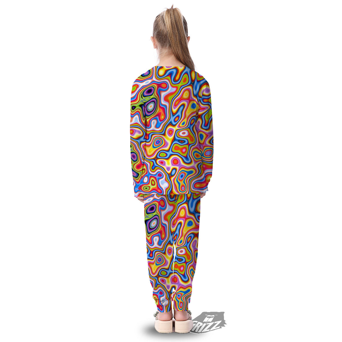 Trippy Rainbow Psychedelic Print Kid's Pajamas-grizzshop