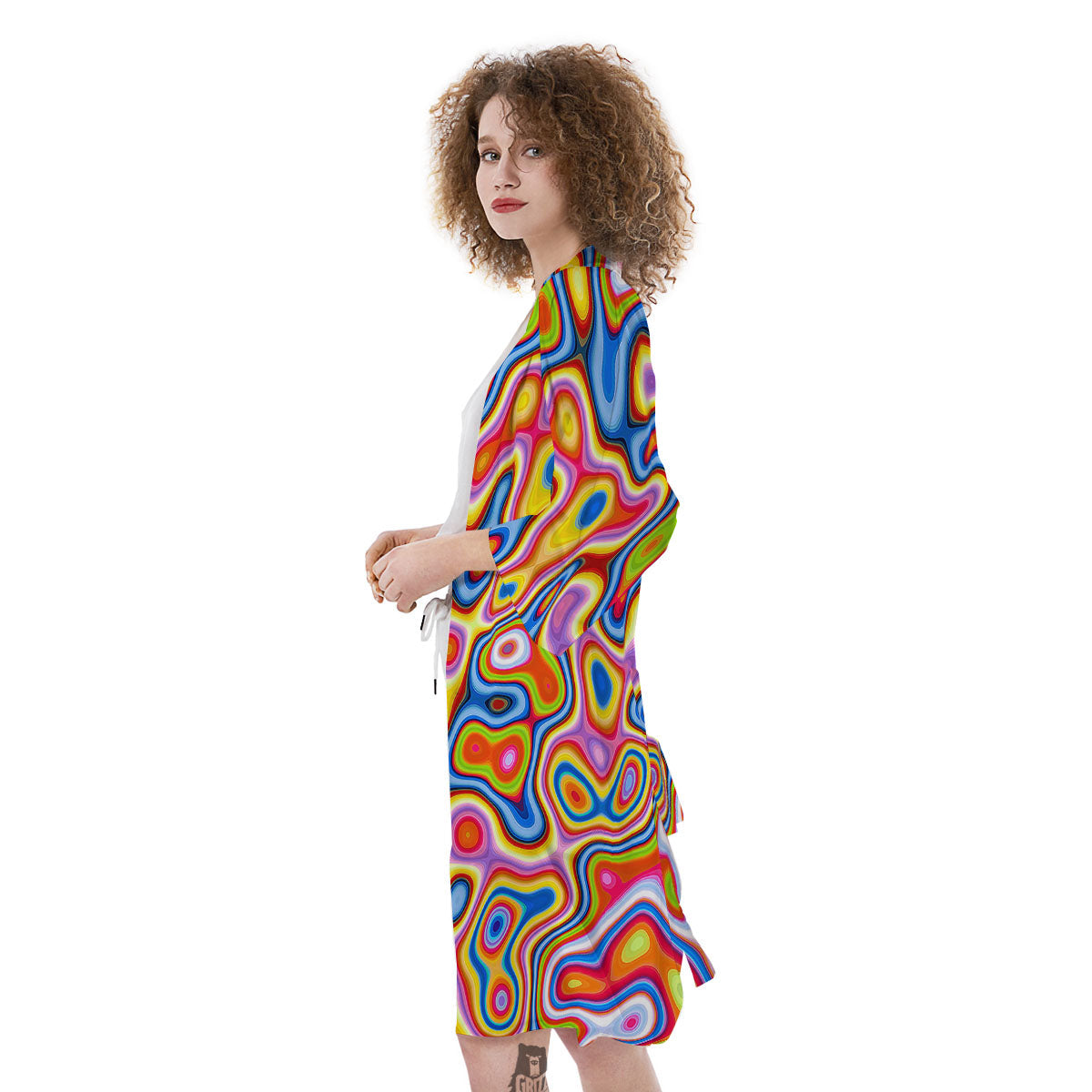 Trippy Rainbow Psychedelic Print Kimono-grizzshop
