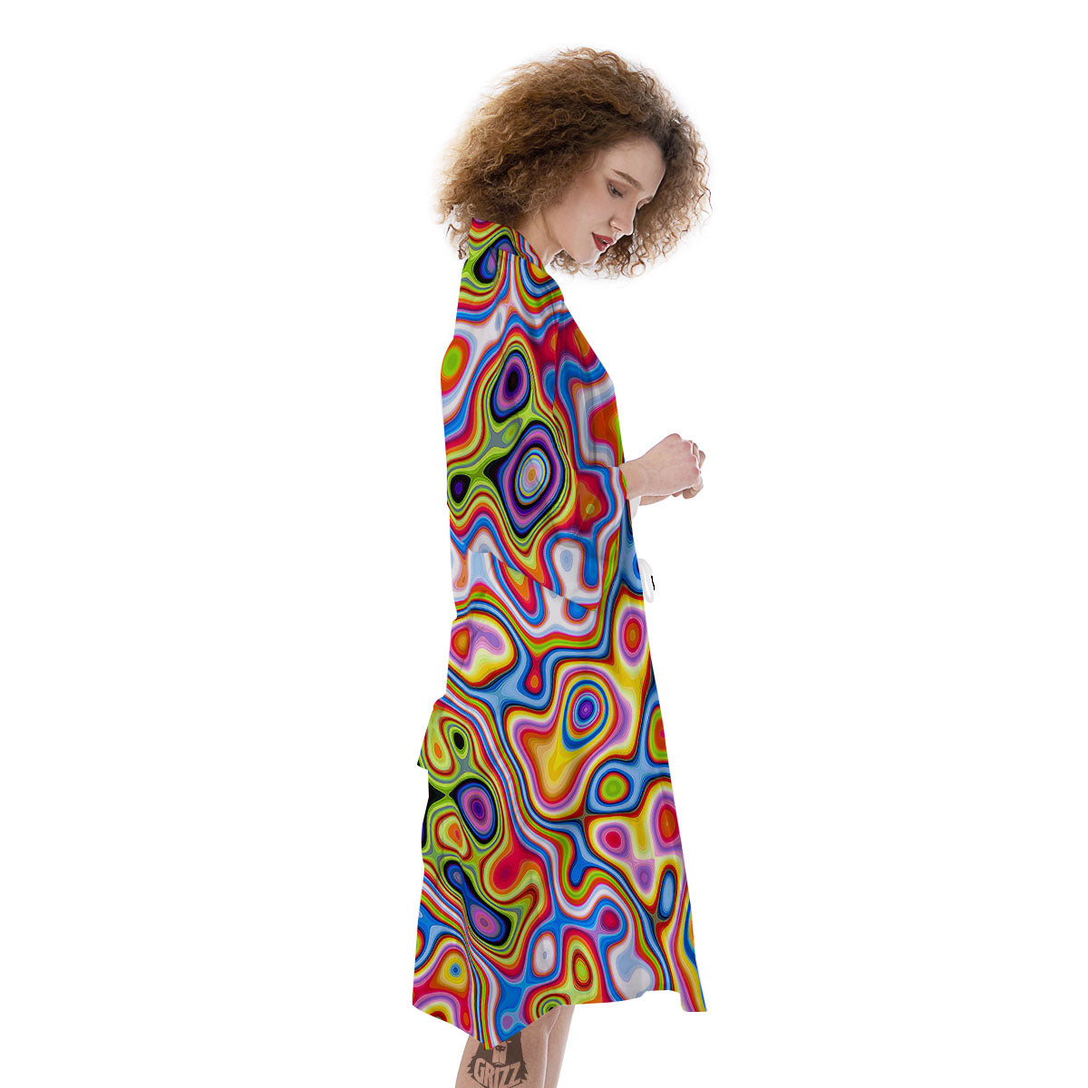 Trippy Rainbow Psychedelic Print Kimono-grizzshop
