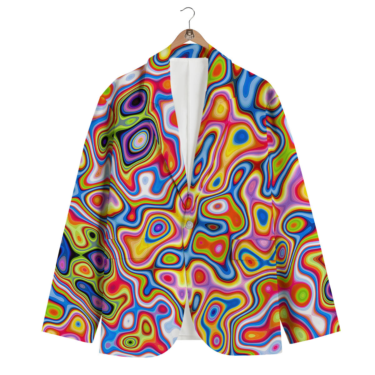 Trippy Rainbow Psychedelic Print Men's Blazer-grizzshop