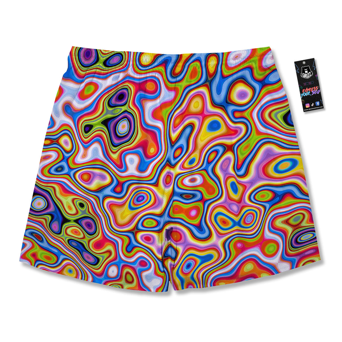 Trippy Rainbow Psychedelic Print Men's Running Shorts-grizzshop