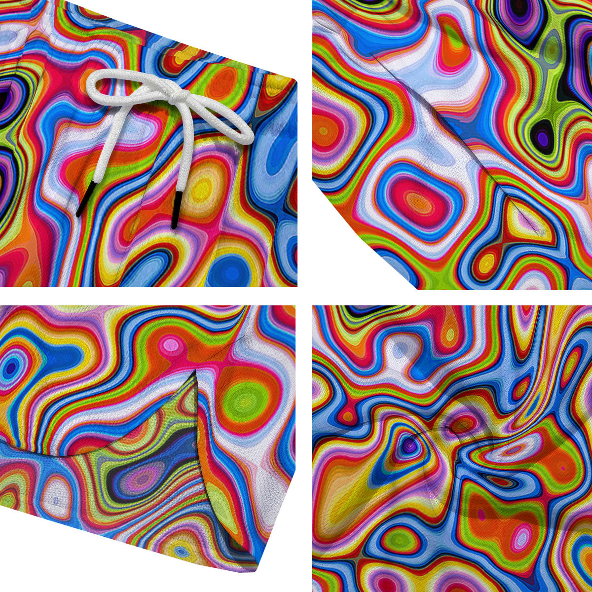 Trippy Rainbow Psychedelic Print Men's Running Shorts-grizzshop