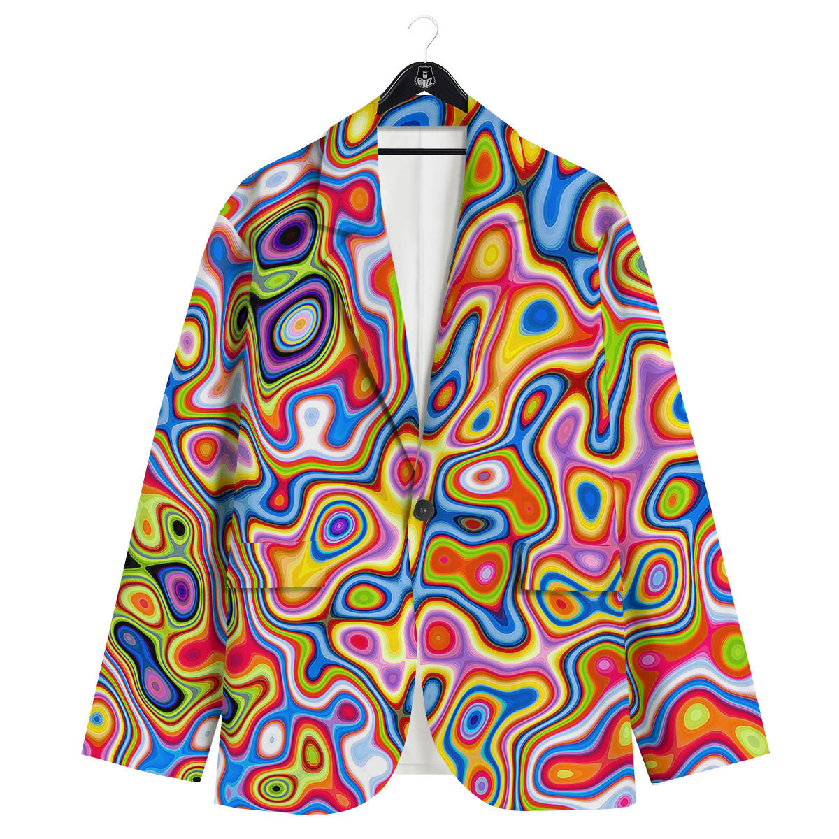 Trippy Rainbow Psychedelic Print Men's Sport Coat-grizzshop
