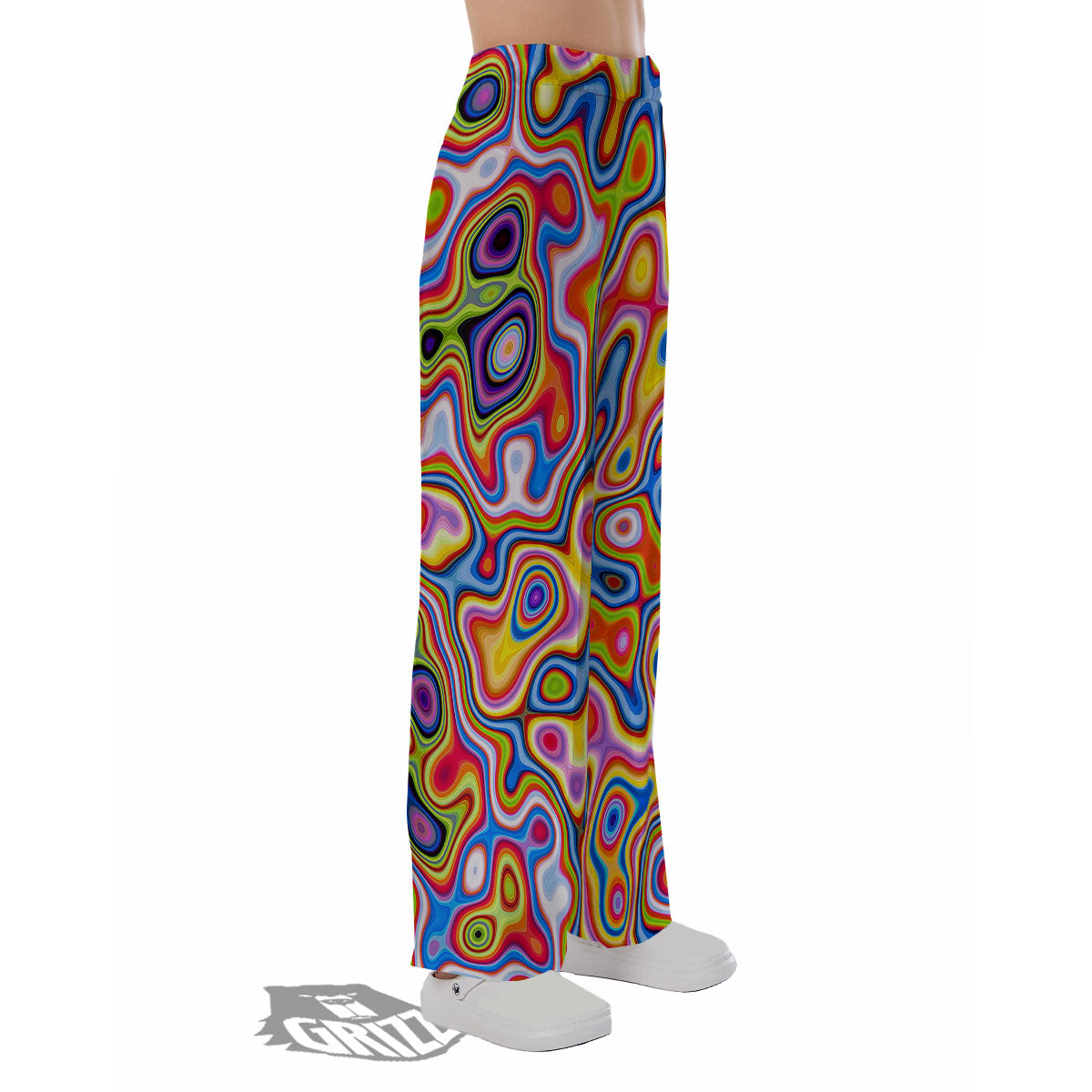 Trippy Rainbow Psychedelic Print Pajama Pants-grizzshop