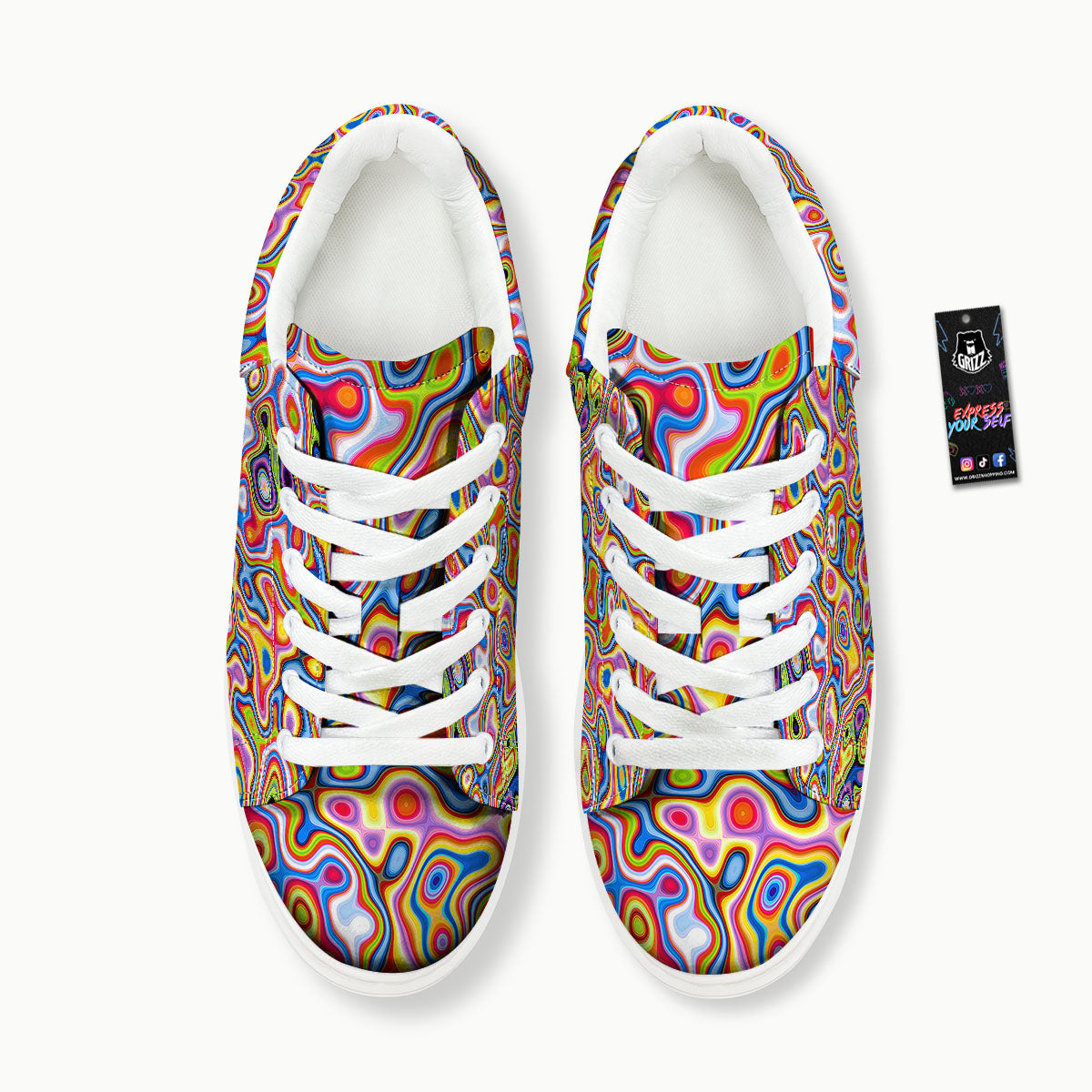 Trippy Rainbow Psychedelic Print Platform Shoes-grizzshop