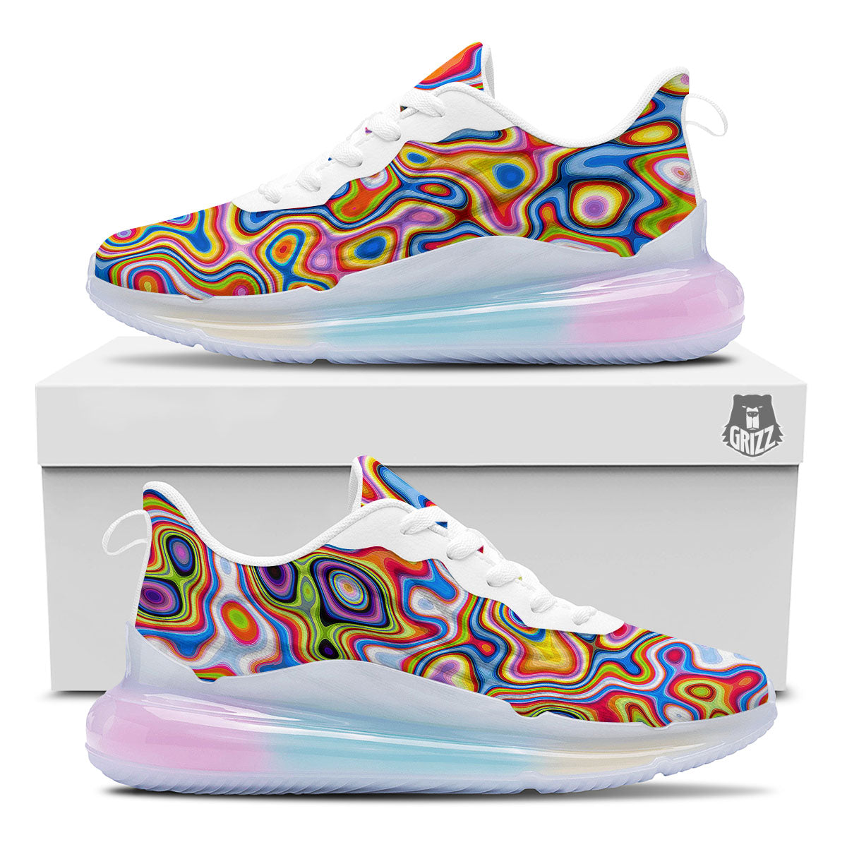 Trippy Rainbow Psychedelic Print Running Sneakers-grizzshop