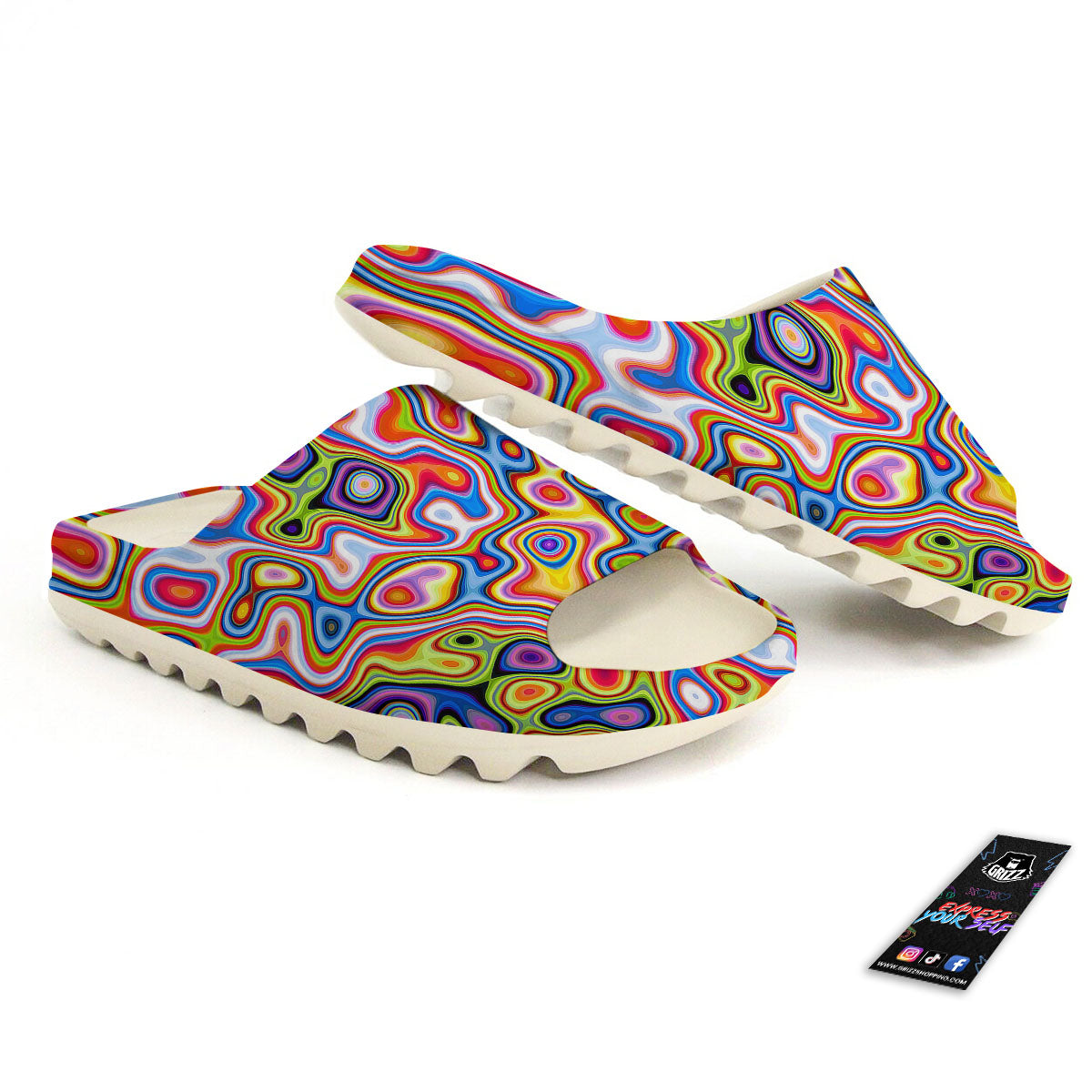 Trippy Rainbow Psychedelic Print Sandals-grizzshop