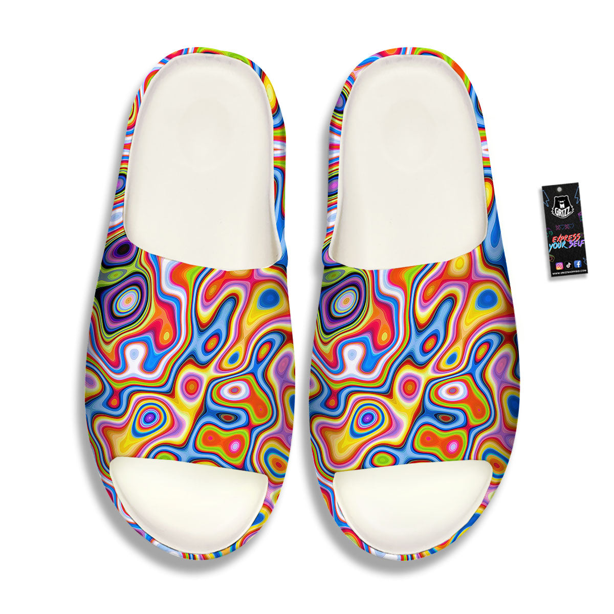 Trippy Rainbow Psychedelic Print Sandals-grizzshop