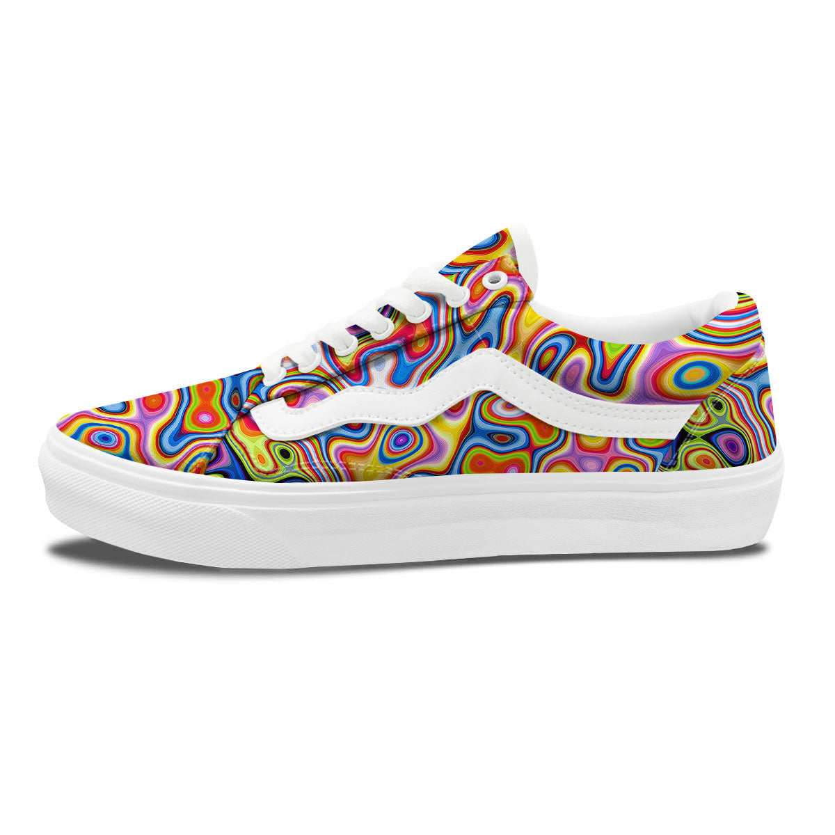 Trippy Rainbow Psychedelic Print Skate Shoes-grizzshop